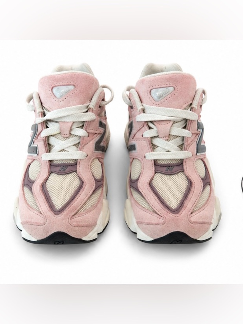 New Balance 9060 Pink and Cream Mesh Suede Sneakers